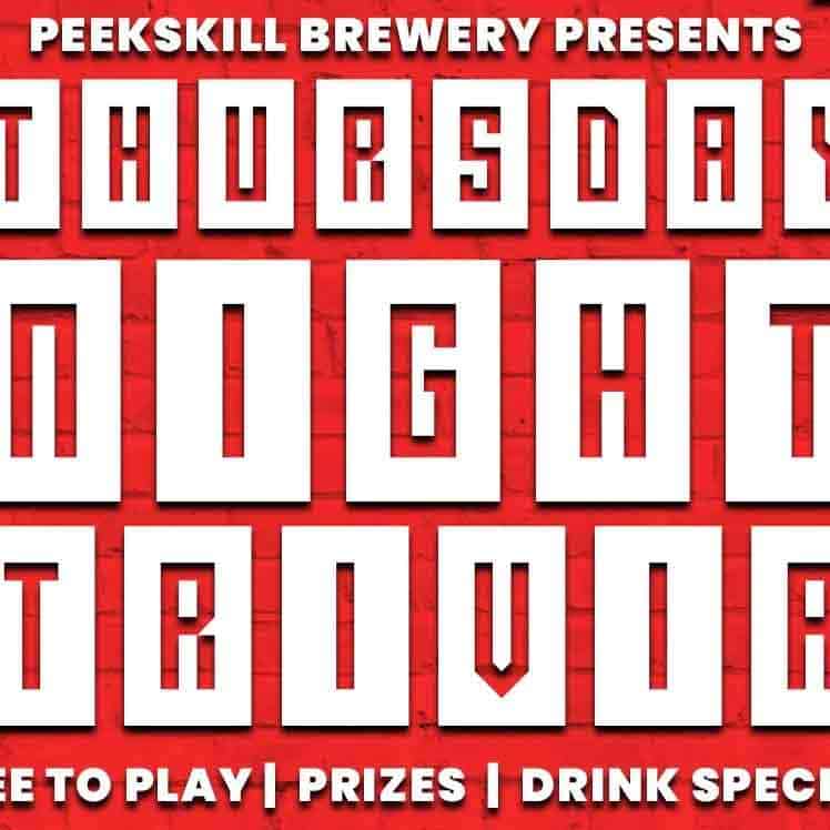 Brewery Trivia Night flyer in bright red