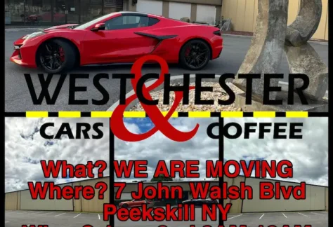 Flier for Westchester Cars & Coffee at their New Location