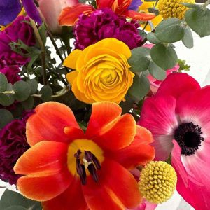 Close up of colorful floral bouquet by Pimental Floral Design
