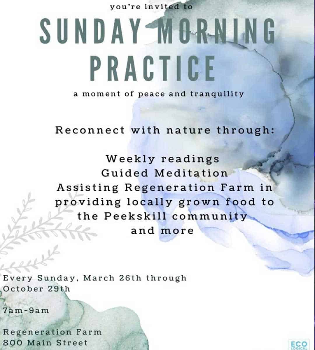 Flyer for Sunday Practice at Regeneration Farm