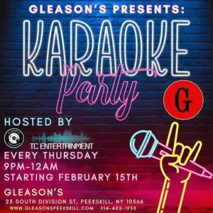 Flier for Gleason's Karaoke every Thursday