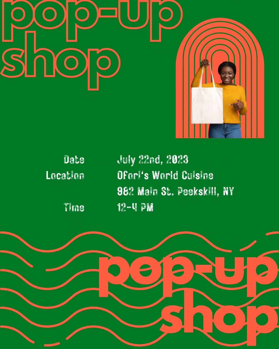 Flier for Peekskill Pop-up Shop at Ofori's