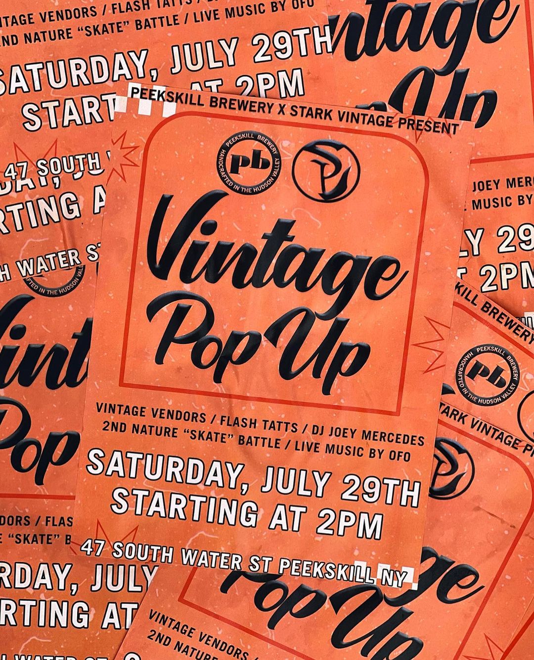 Flier for Peekskill Brewery and Stark Vintage Vintage Pop Up event