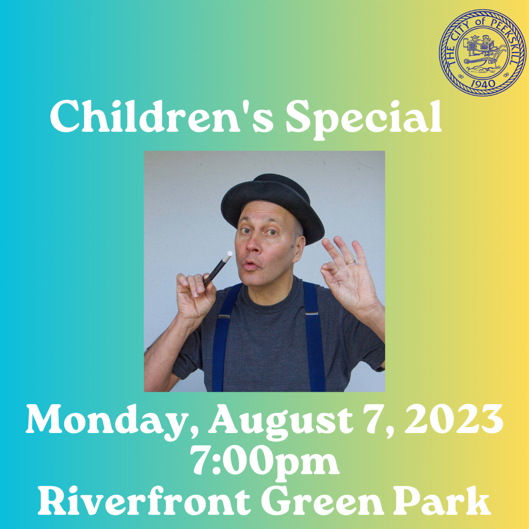 Flier for Magician David Moreland at Peekskill Riverfront Green Park