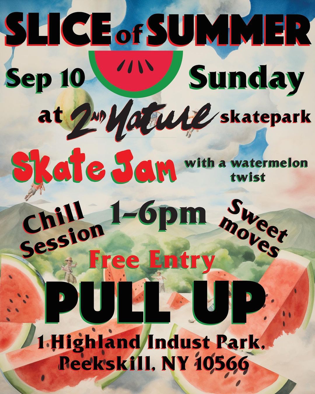 Flier for Slice of Summer at 2nd Nature Skatepark