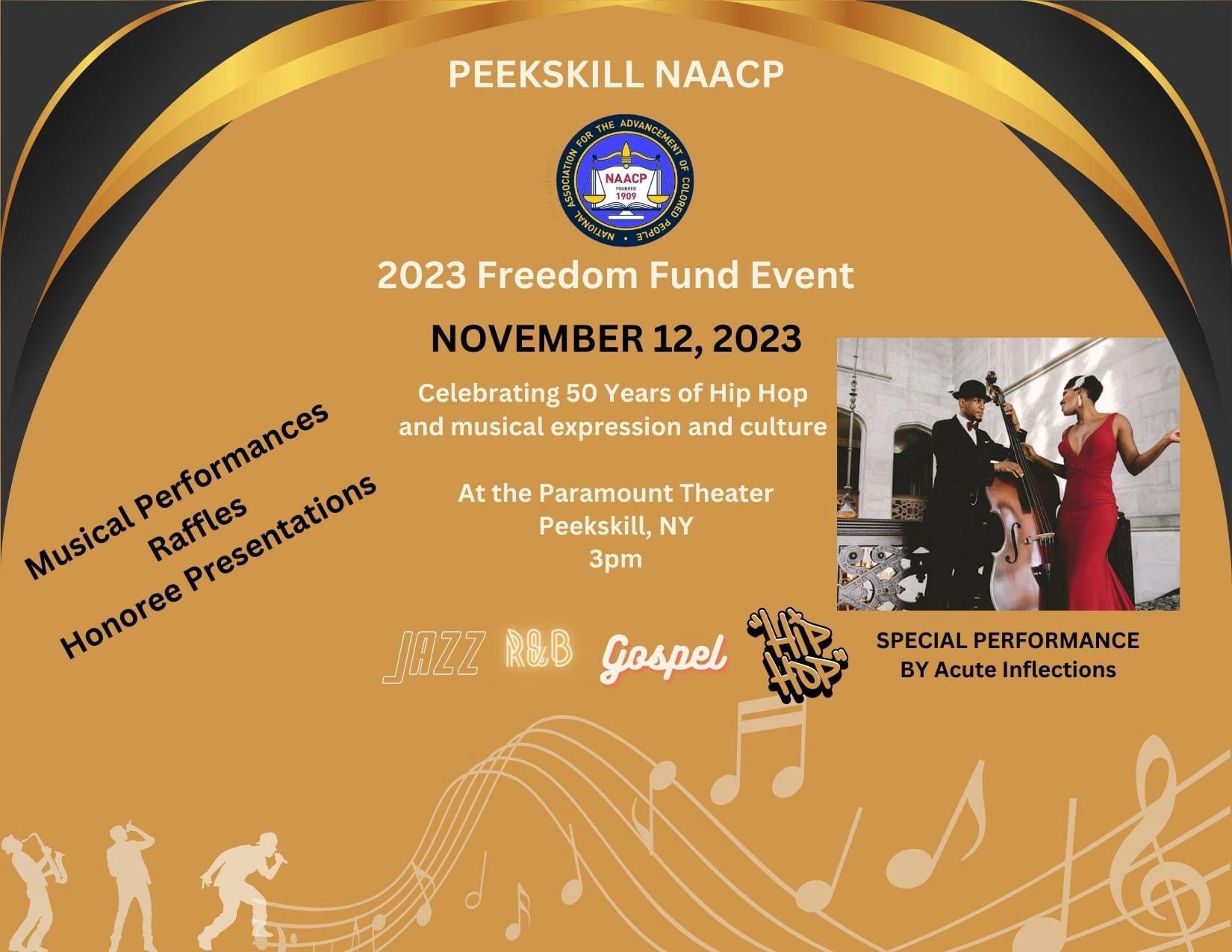 Flier for Peekskill NAACP 2023 Freedom Fund Event