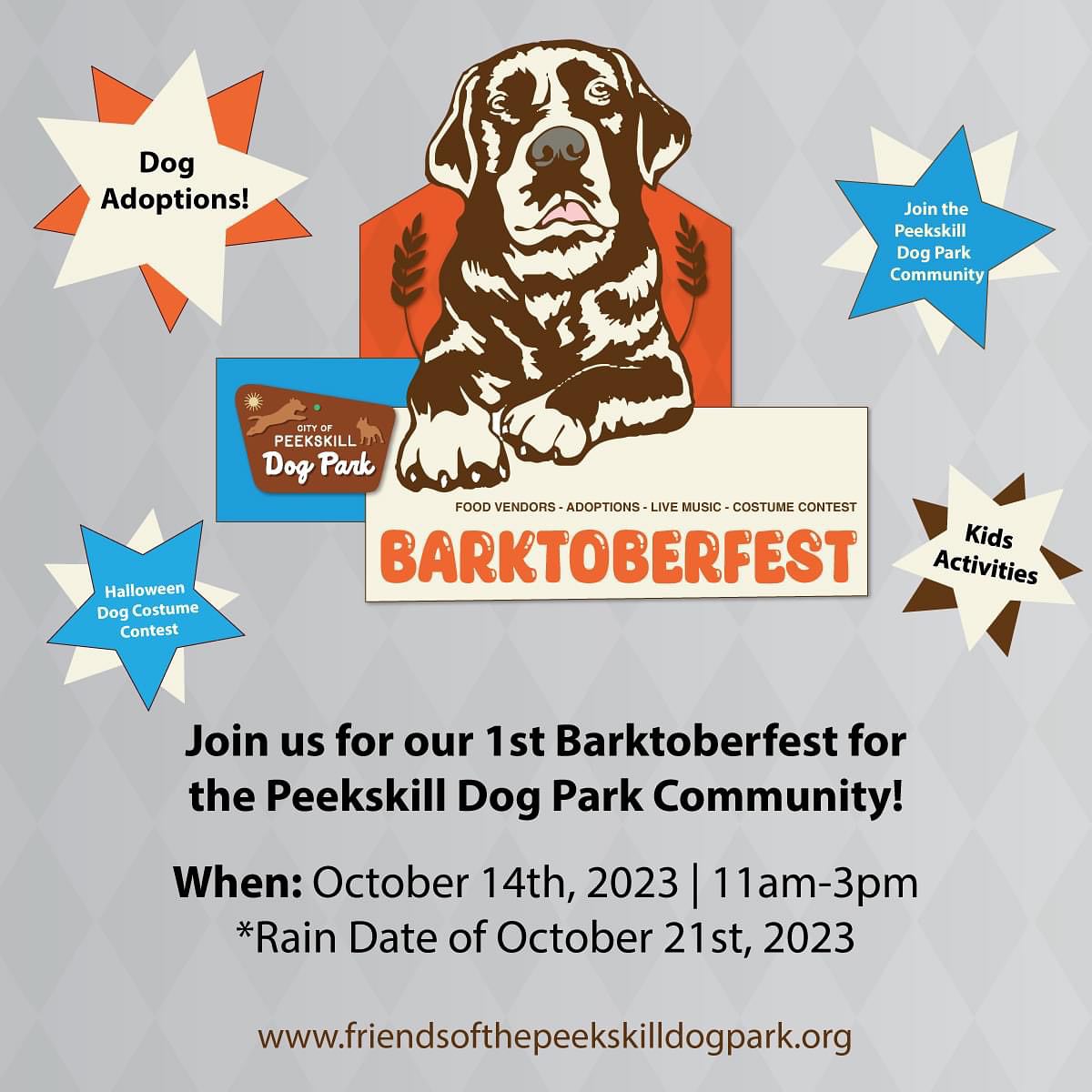 Flier for Barktoberfest at The Peekskill Dog Park