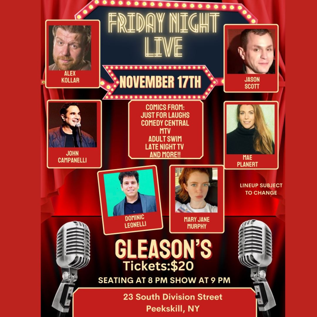 Flyer for Friday Night Live at Gleason's November 17th at 8pm.