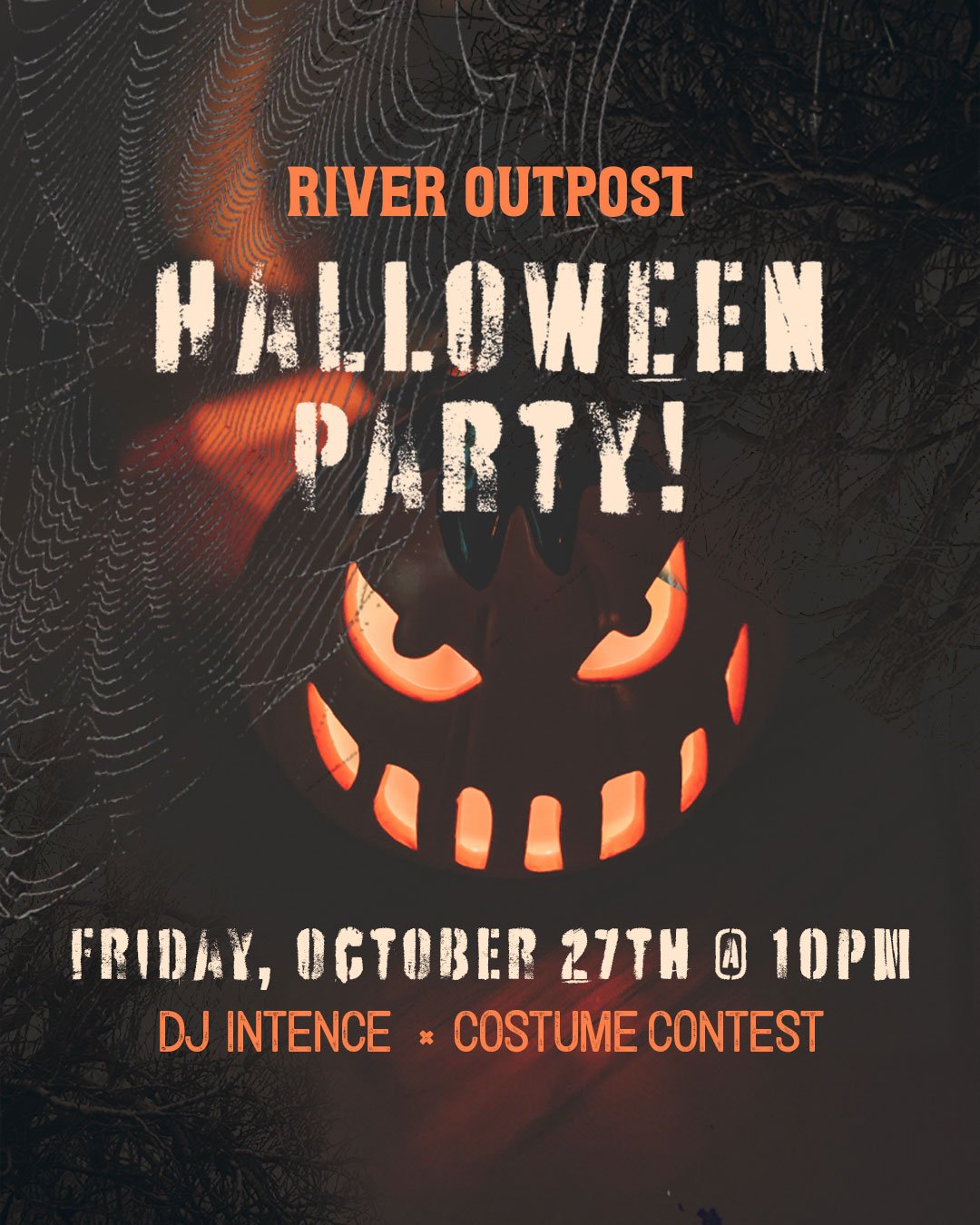 Flier for River Outpost Halloween Party
