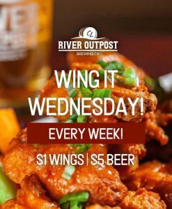 Flier for Wing it Wednesday at River Outpost