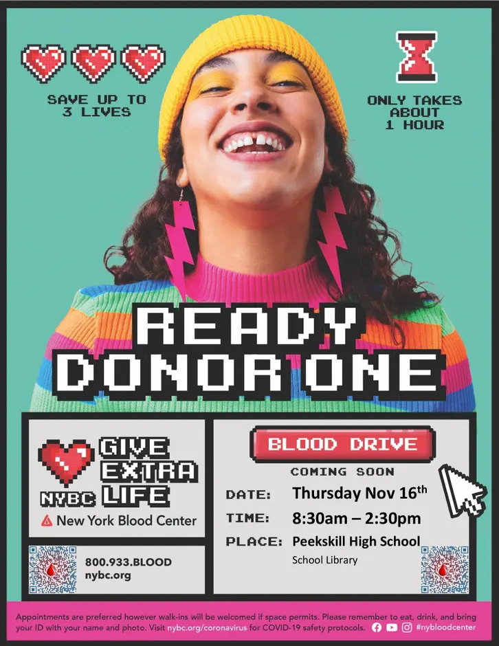 Flyer for Peekskill Community Blood Drive