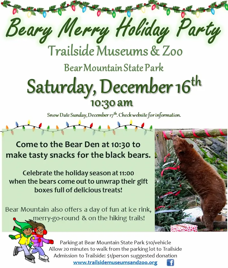 Flier for Beary Merry Holiday at Trailside Zoo
