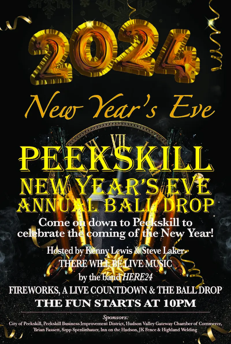 Flier for City of Peekskill NYE Ball Drop 2024