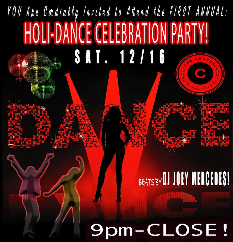 Flier for Holi-dance Celebration Party at The Central
