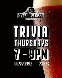 Flier for River Outpost Trivia Thursdays