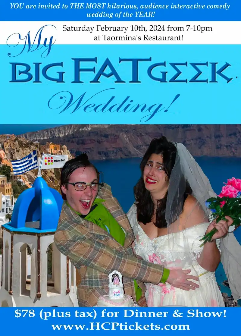 Flier for My Big Fat Geek Wedding at Taormina