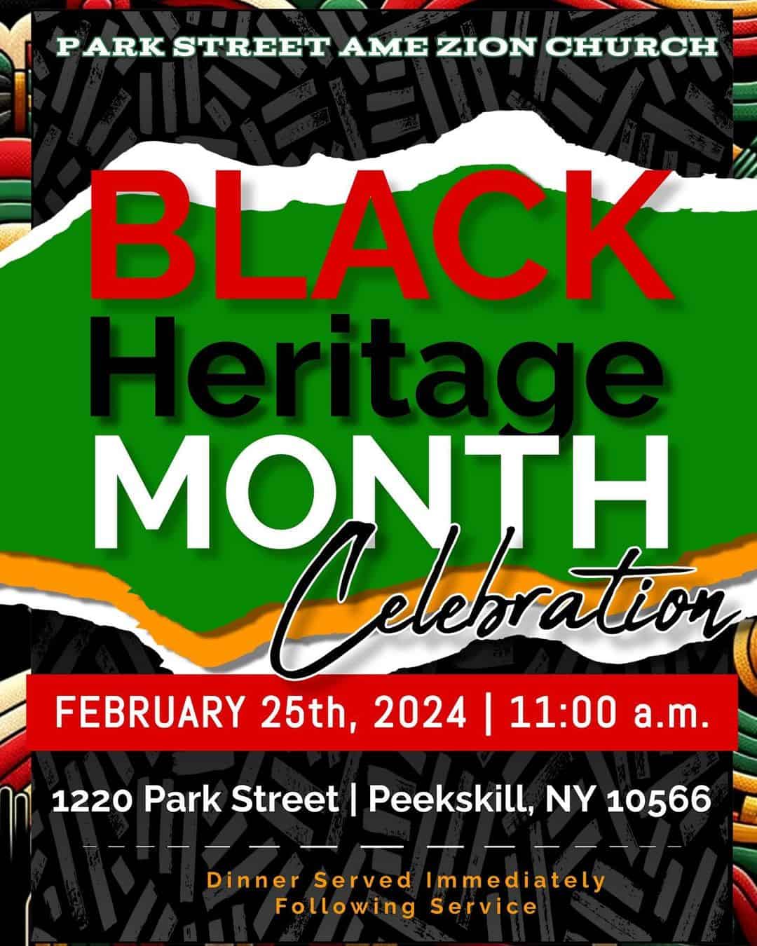 Flier for Park Street AME Zion Black Heritage Celebration