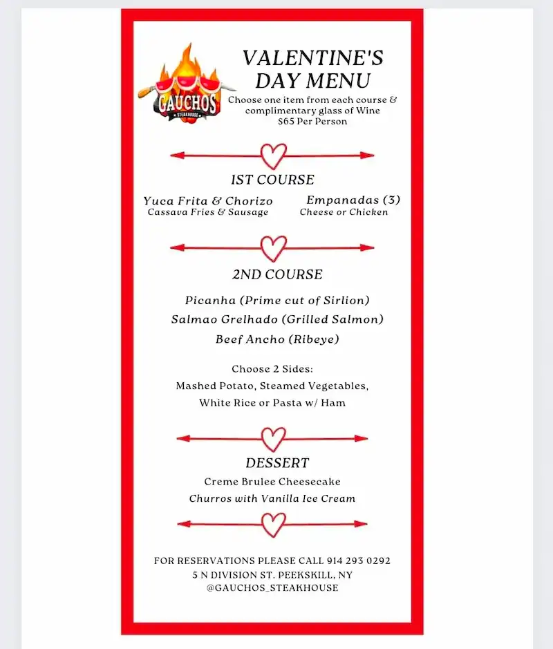 Gauchos Valentine's Day menu