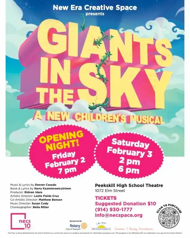 Flier for Giants In The Sky by New Era Creative Space