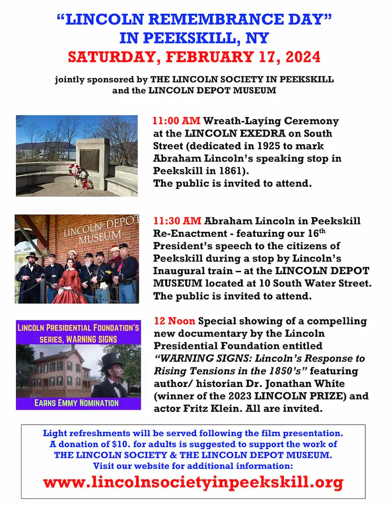 Flier for Lincoln Remembrance Day in Peekskill