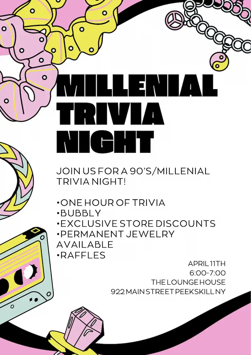 Flier for Millennial Trivia Night