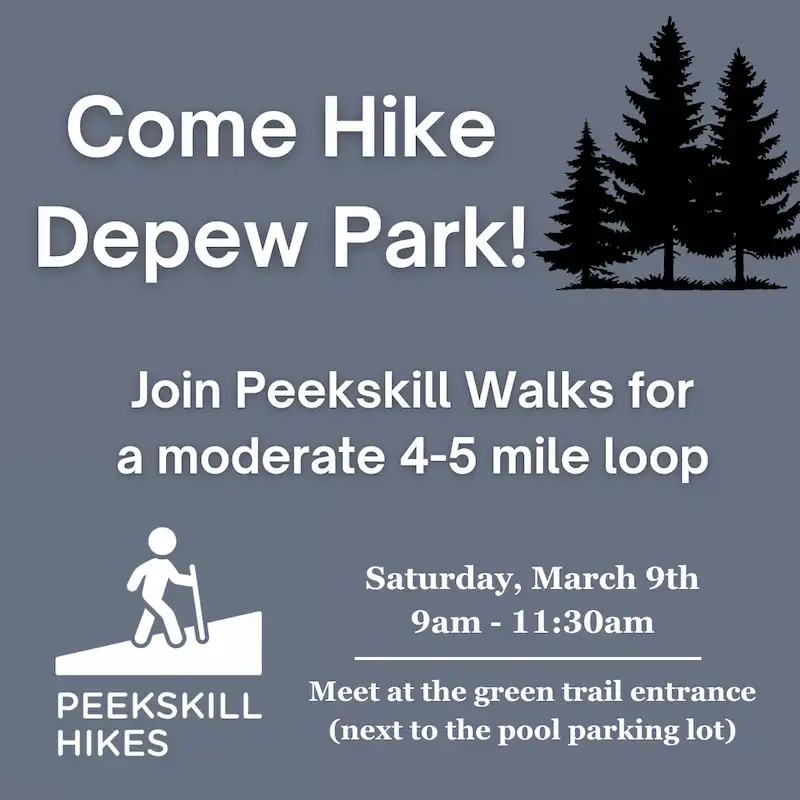 Flier for Peekskill Hikes: Depew Park