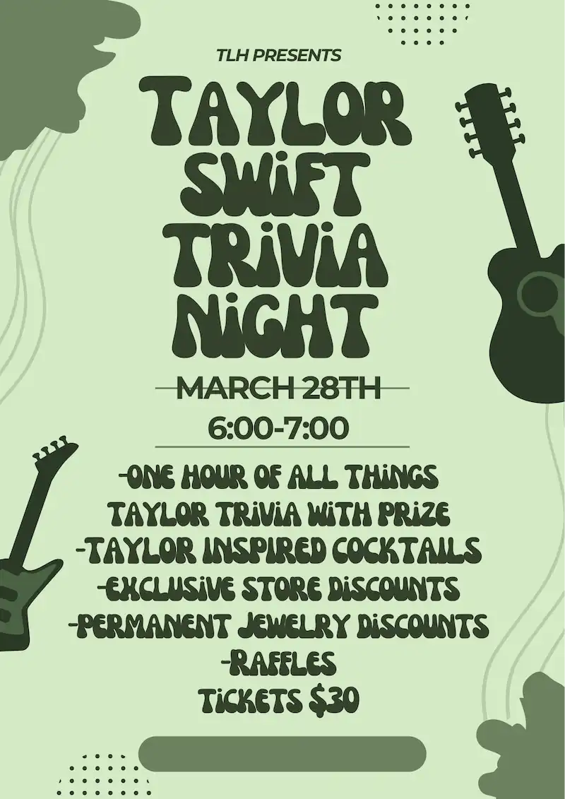 Flier for Taylor Swift Trivia Night
