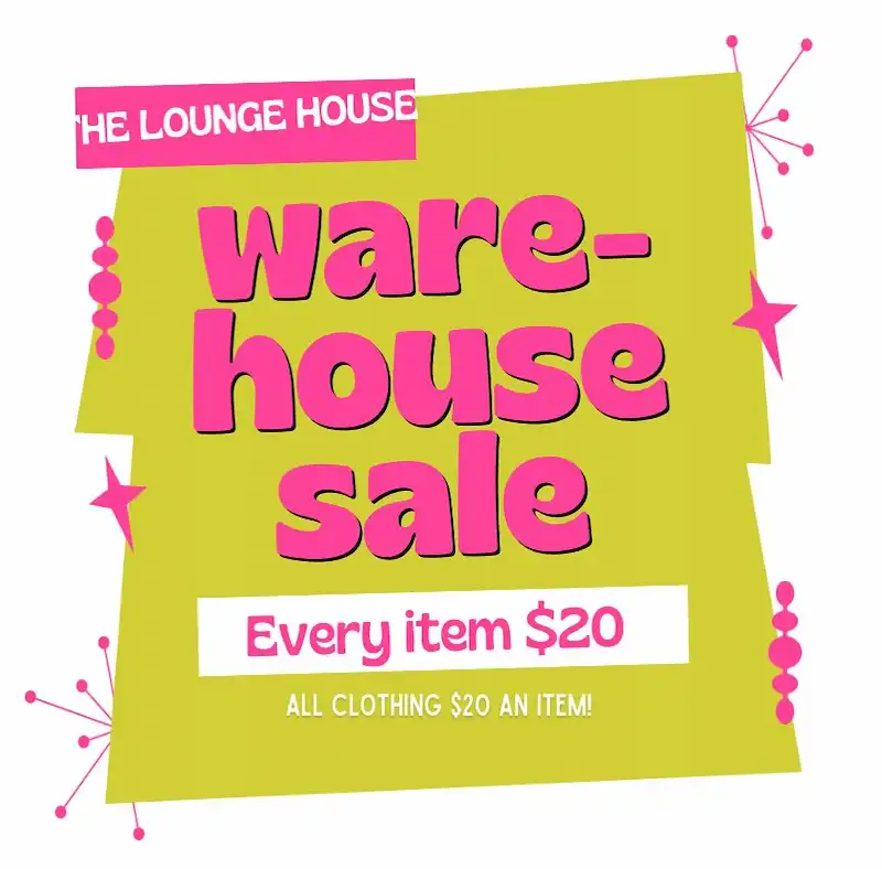 Flier for The Loung House Warehouse Sale