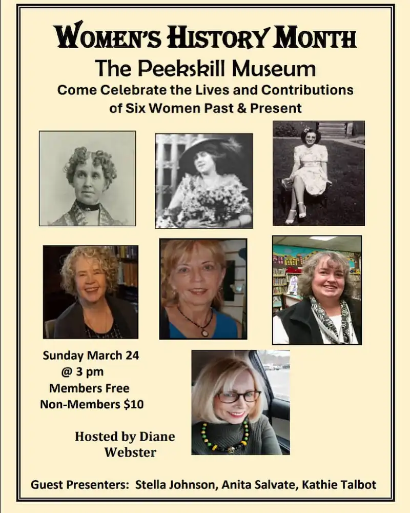 Flier for Women's History Month Celebration at The Peekskill Museum