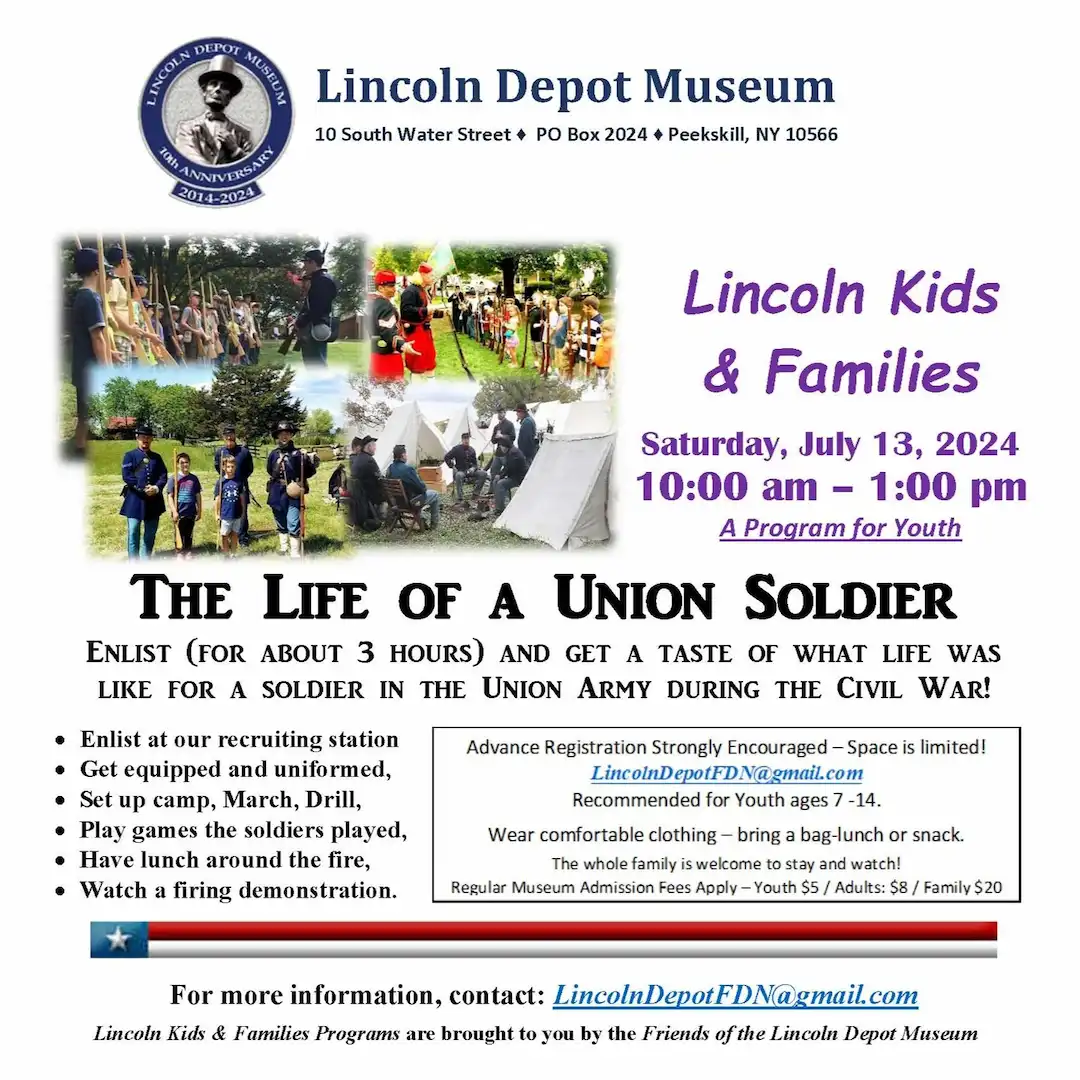 Flier forLincoln Kids & Family Life of a Union Soldier