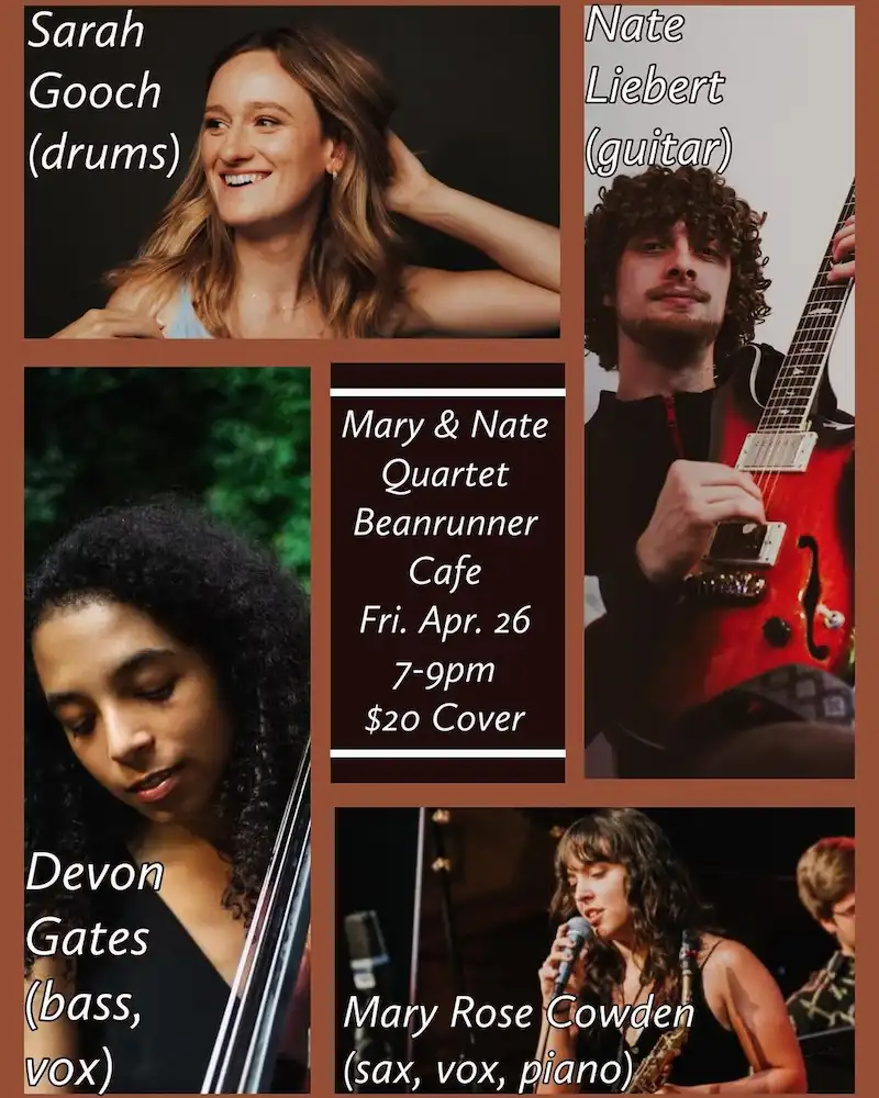 Flier for Mary & Nate Quartet at BeanRunner Cafe