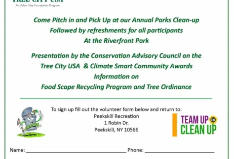 Flier for Peekskill Parks Clean Up Day