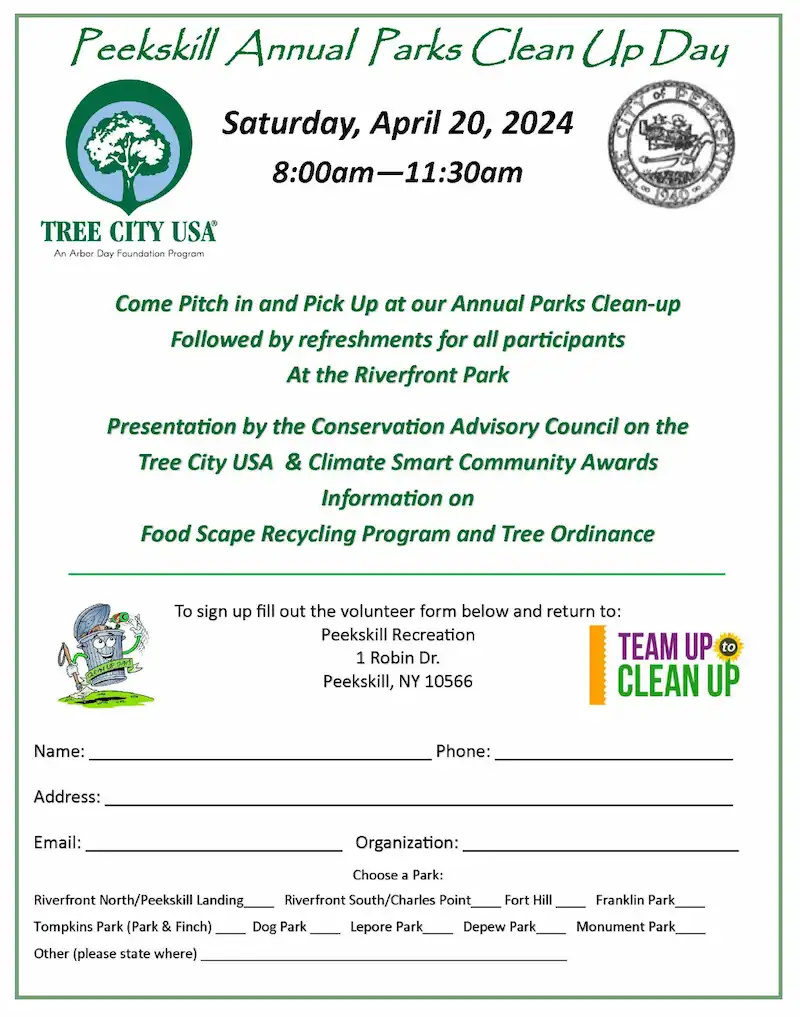 Flier for Peekskill Parks Clean Up Day