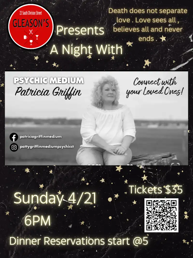 Flier for Psychic Medium Patricia Griffin at Gleason's