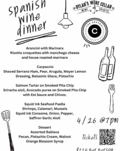 Flier for Spanish Wine Dinner at The Central