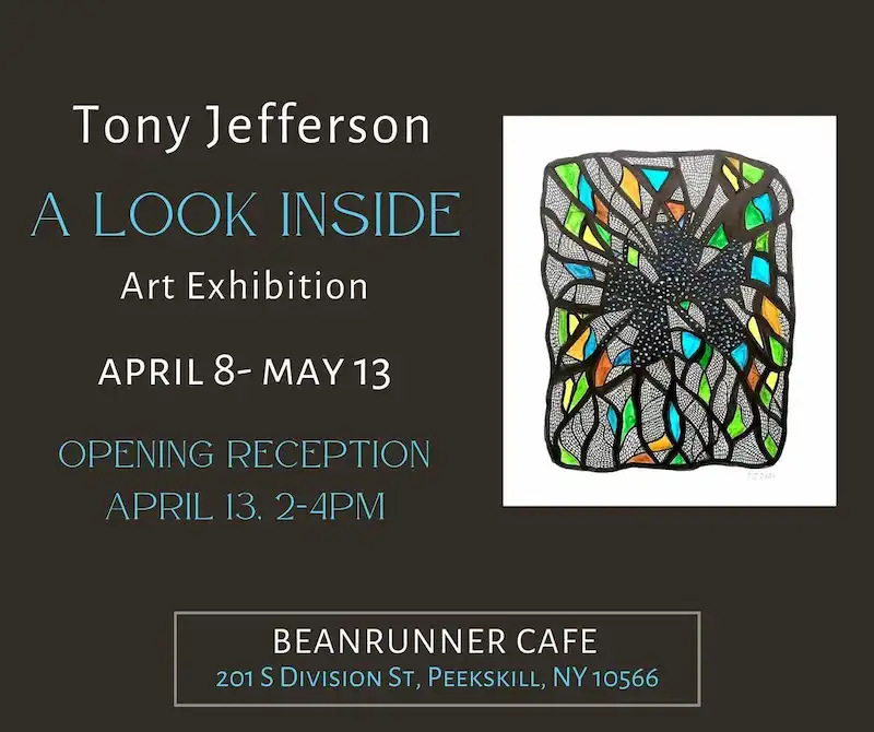 Flier for Tony Jefferson Art at BeanRunner Cafe