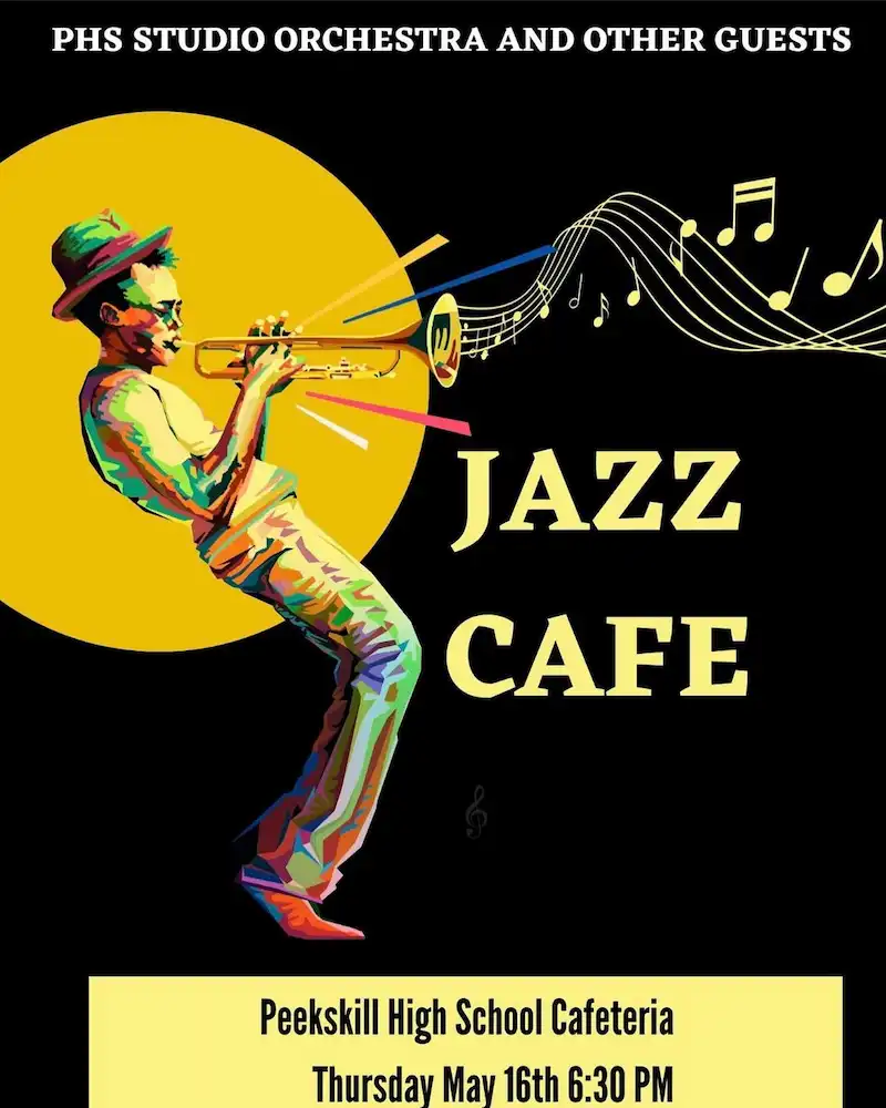 Flier for Jazz Cafe at Peekskill High School