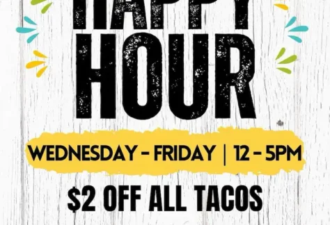 Flier for Taco Dive Bar Happy Hour