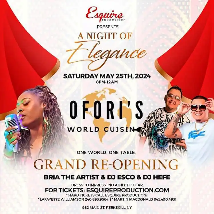 Flier for Ofori's Grand Re-Opening Party
