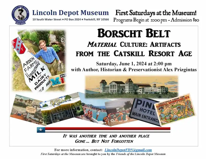 Flier for Borscht Belt talk at Lincoln Depot Museum