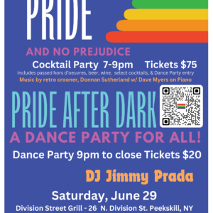 Flier for Pride & No Prejudice Party at Division Street Grill