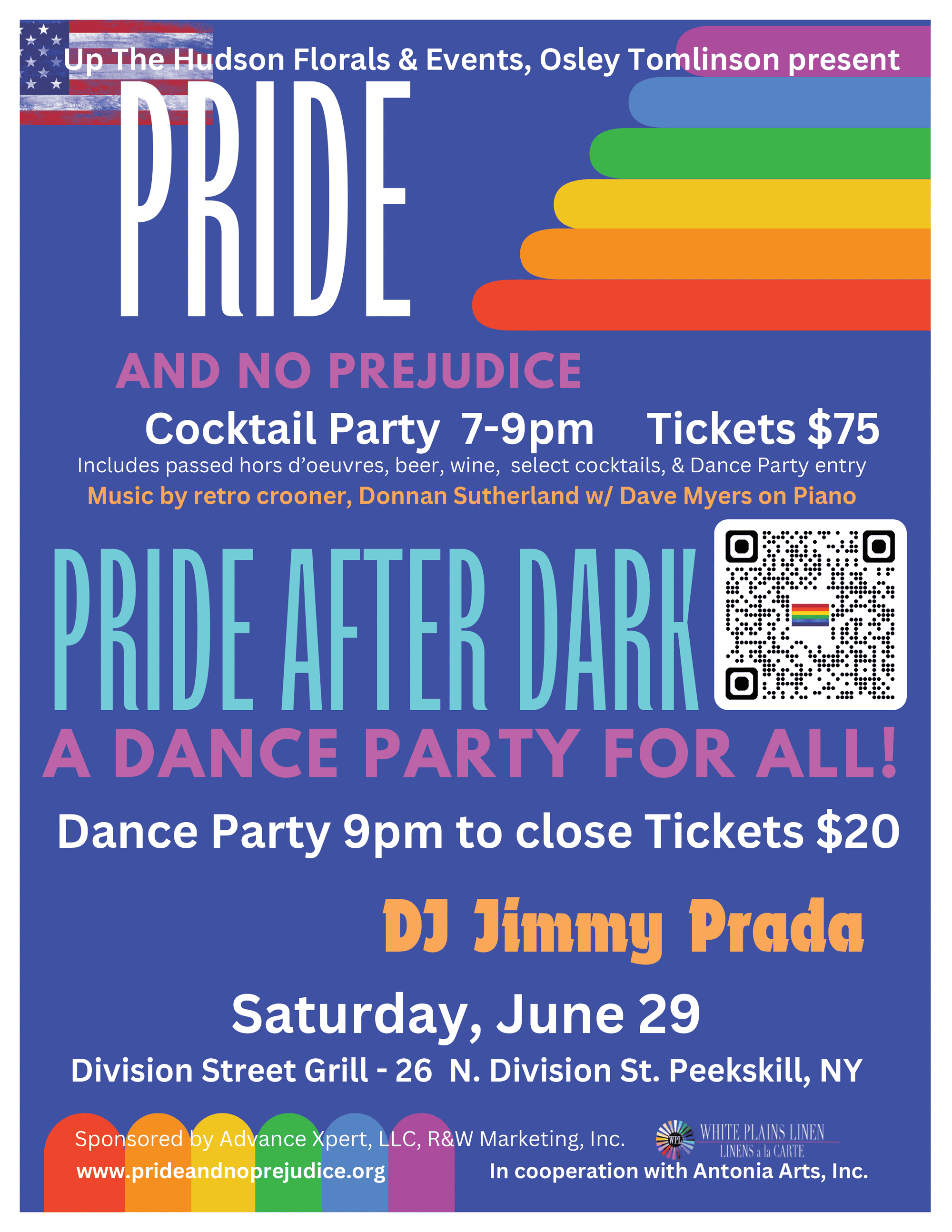 Flier for Pride & No Prejudice Party at Division Street Grill