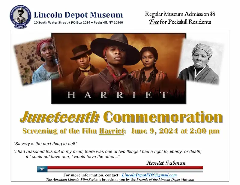 Flier for "Harriet" Film Screening at Lincoln Depot Museum