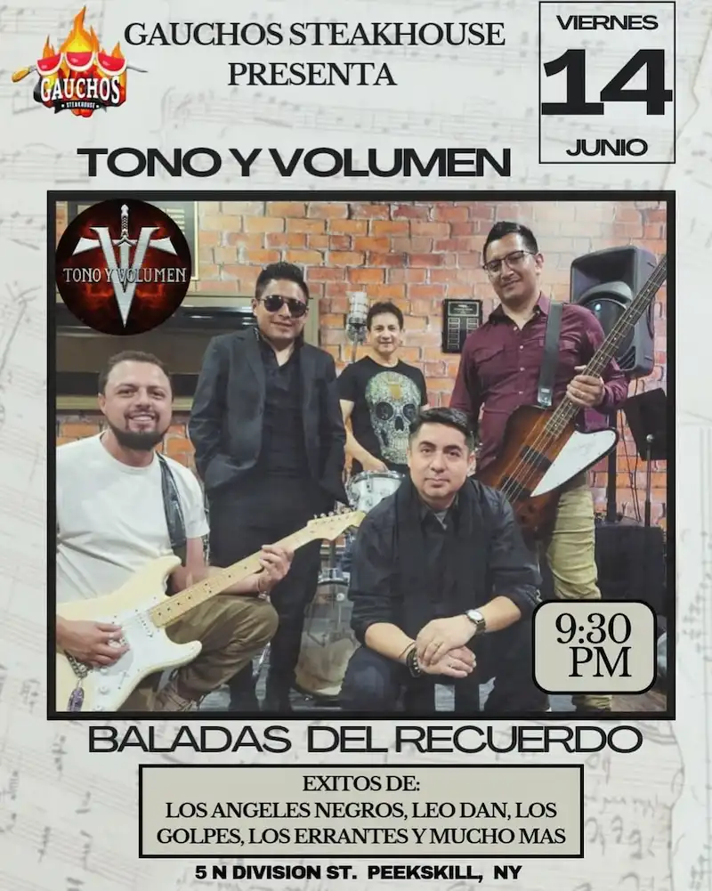 Flier for Tono y Volumen at Guacho's