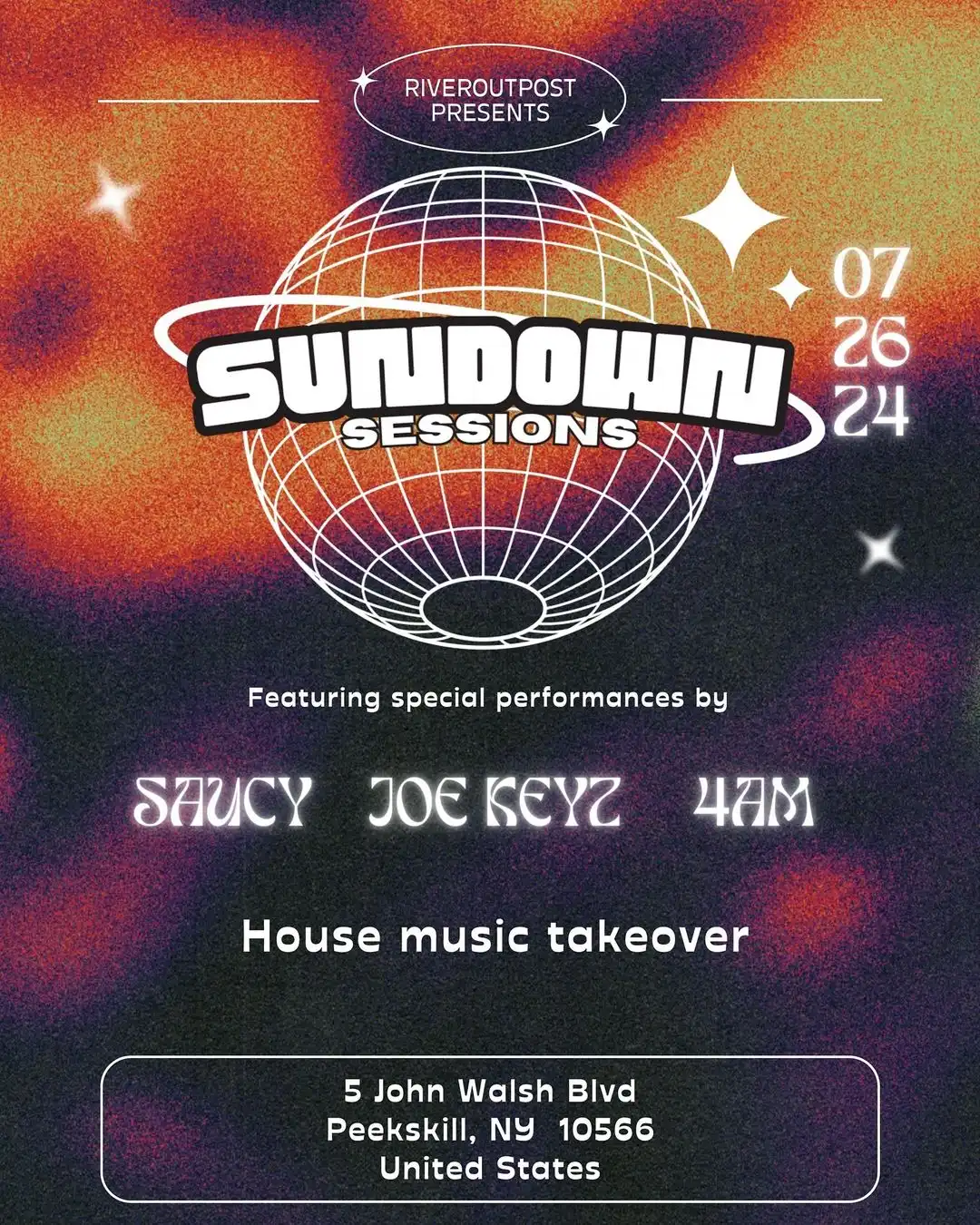 Flier for Sundown Sessions at River Outpost