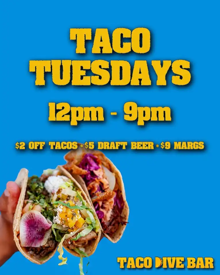 Flier for Taco Tuesdays at Taco Dive Bar