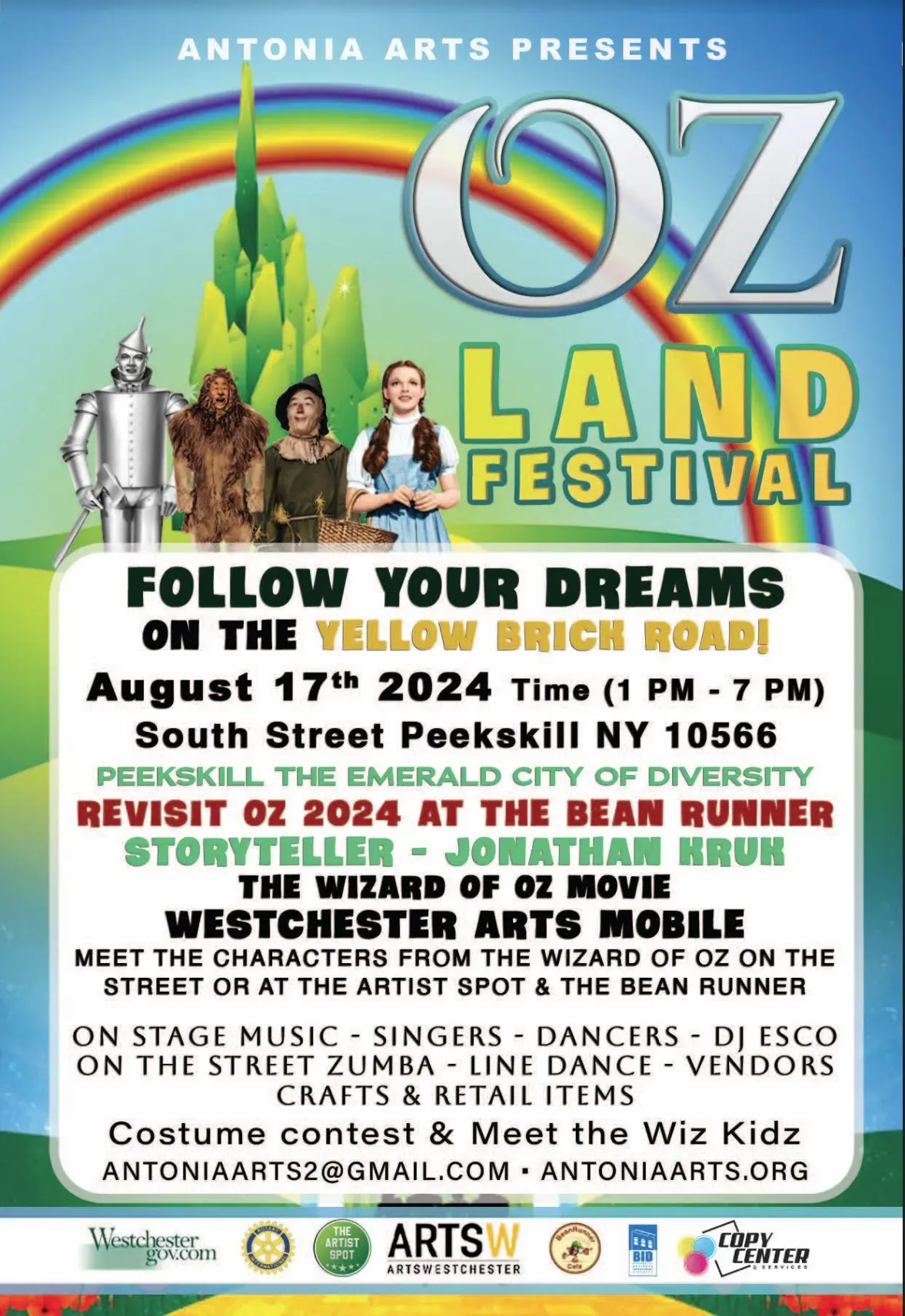 Flier for the Oz Land Festival on South Street in Downtown Peekskill on August 17th