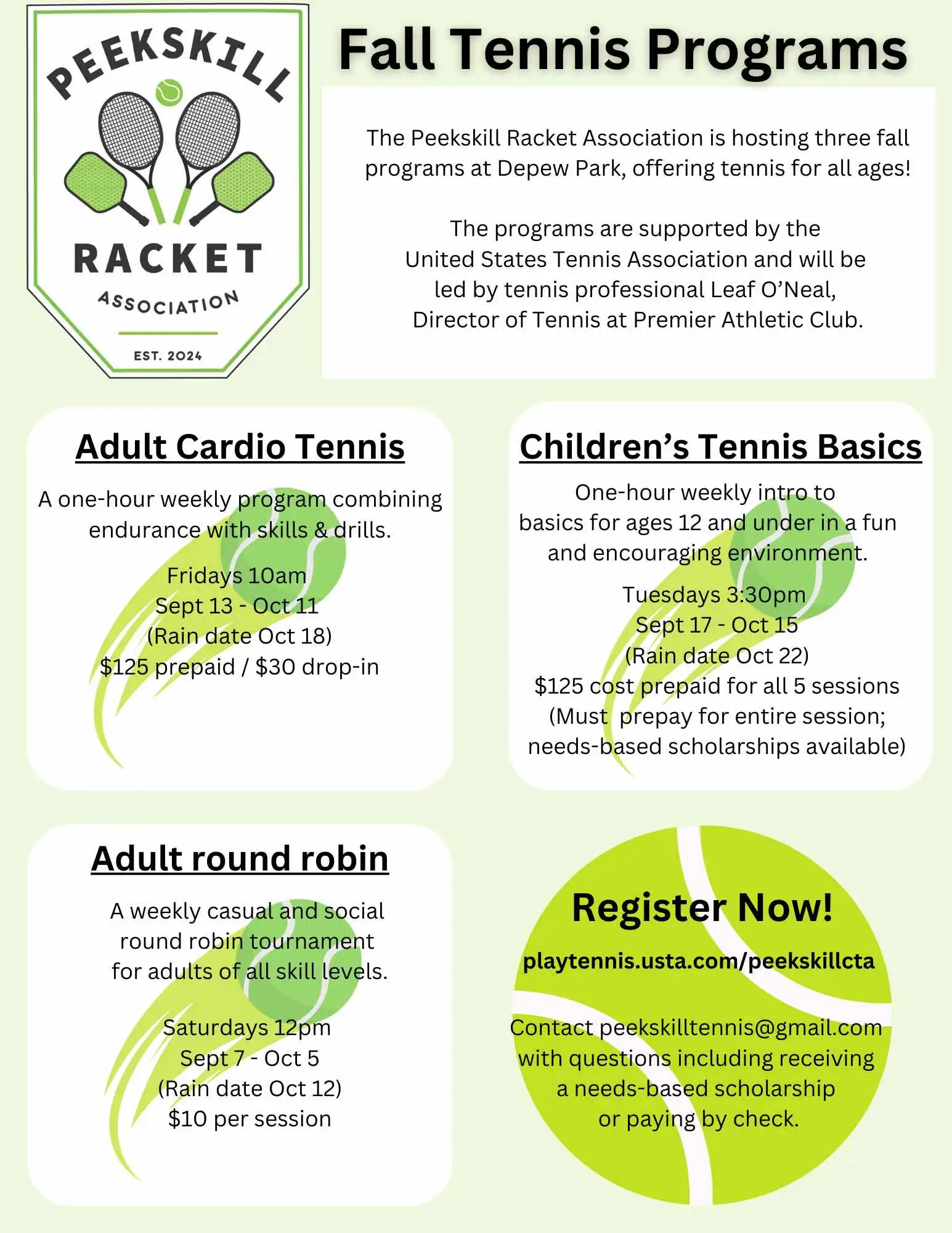 Peekskill Racket Association Schedule