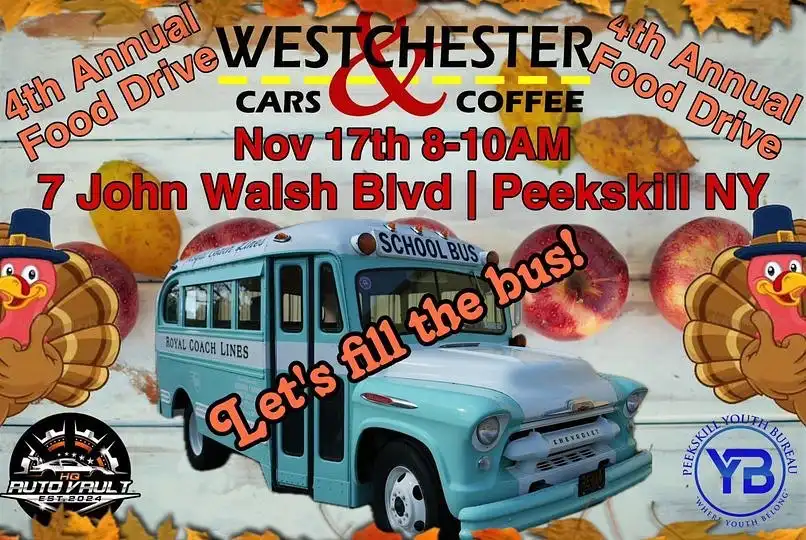 Westchester Cars & Coffee Food Drive in Peekskill, NY