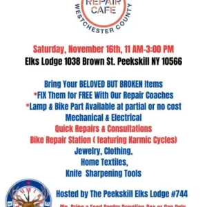 Peekskill Repair Cafe at the Elks Lodge in Peekskill, NY